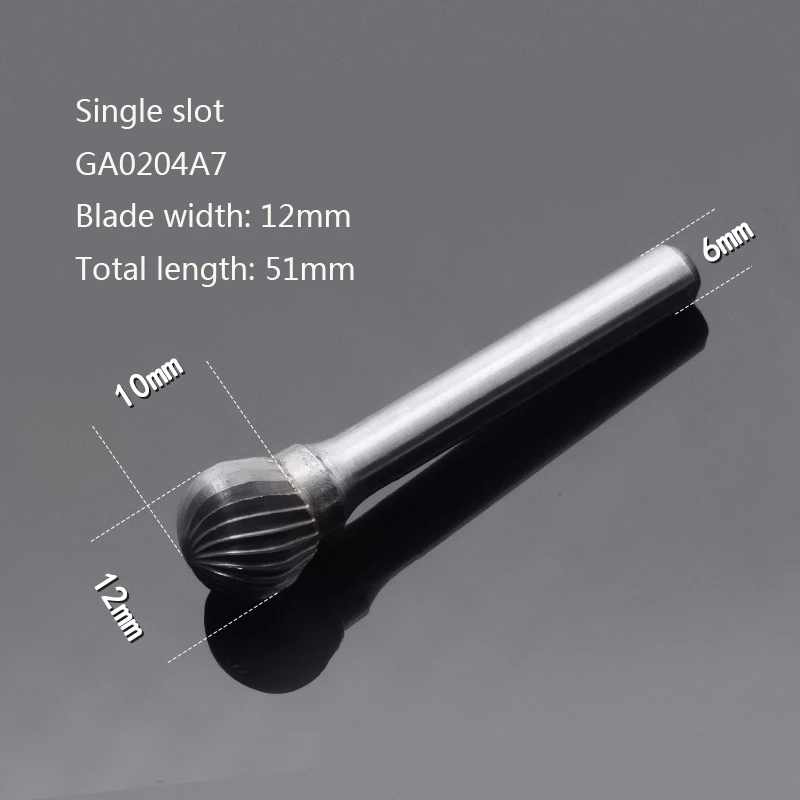 Single slot 12mm Сплав Роторный напильник круглый d-тип Вольфрамовая сталь резьба по дереву Шлифовальная головка Wugang Фрезерный резак металлический жесткий один слот - Цвет: Single slot 12mm