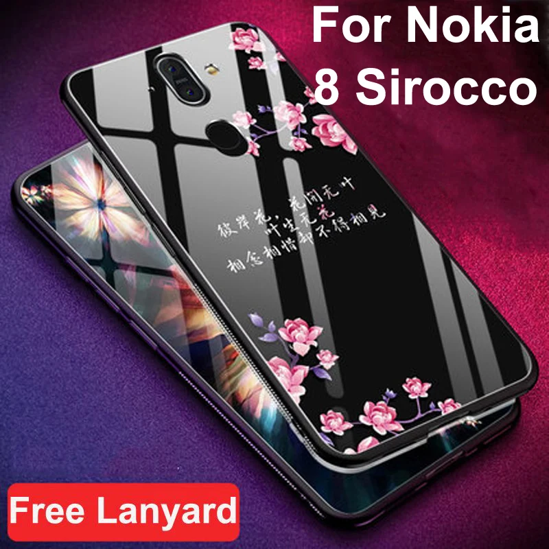 

Чехол для Nokia 8 Sirocco, Роскошный чехол из закаленного стекла с мягкими краями для Nokia8 sirocco glass 8 sirocco TA-1042, чехлы, оболочка