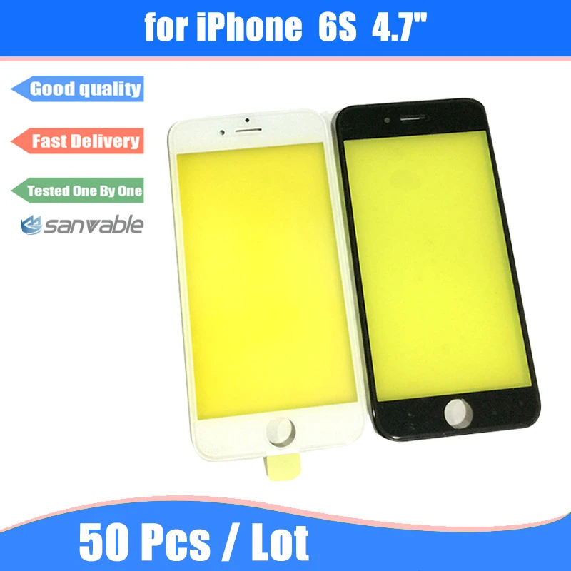 50 шт./лот для iPhone 6S / Plus сенсорный ЖК-экран передний Внешний стеклянный объектив с