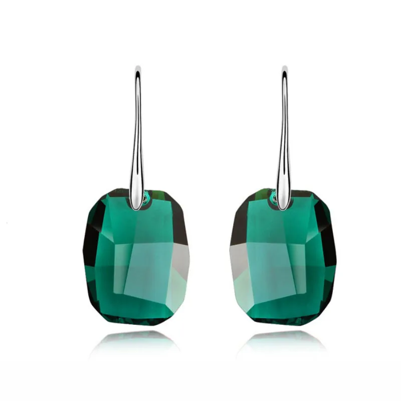 Очаровательные прямоугольные серьги подвески с кристаллом Сваровски винтажные