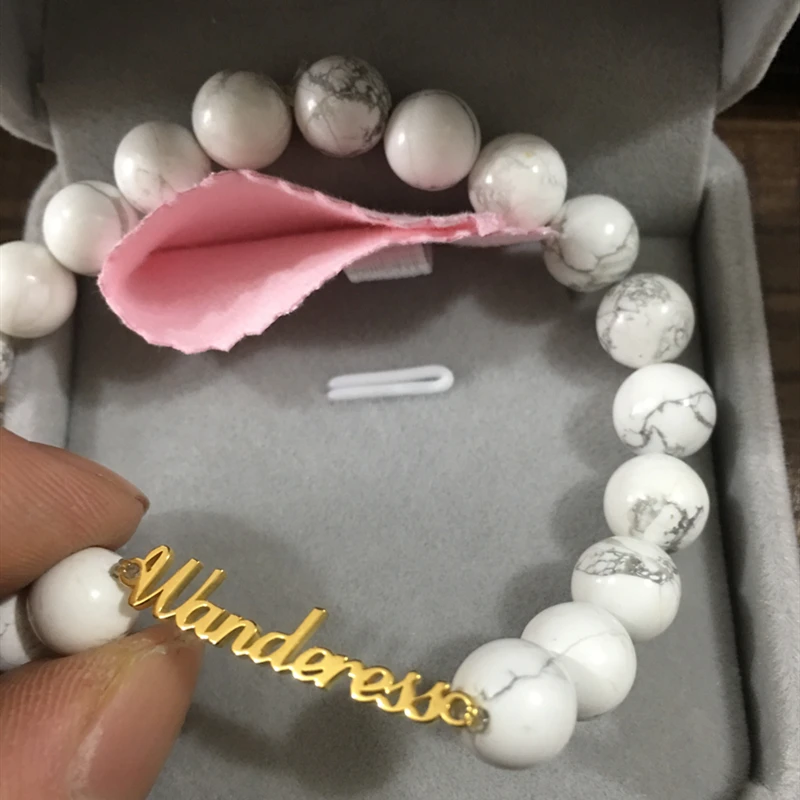 

Персонализированный именной браслет из бисера, именная табличка на запястье, браслет из бисера, ювелирные изделия из нержавеющей стали, рож...