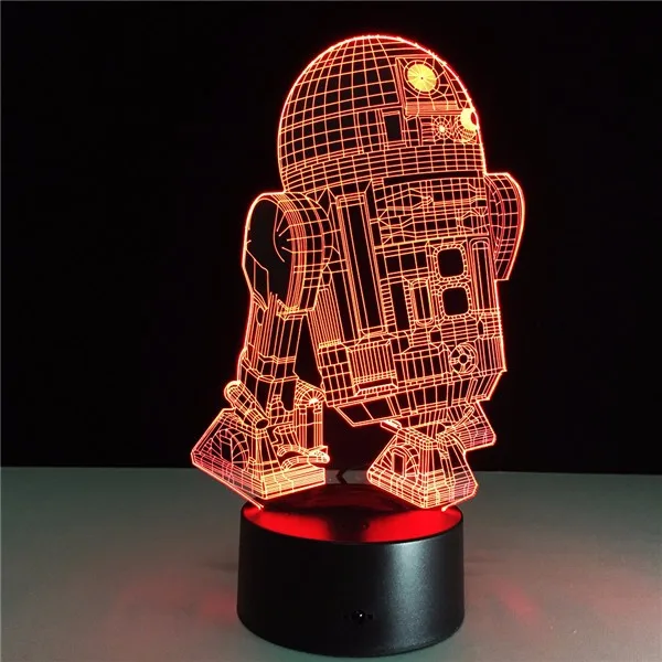 Звездные войны, дроид, игрушка R2D2, светильник для детской комнаты, спальни, декоративный Ночной светильник, 7 видов цветов, сменный USB сенсорный светодиодный настольный светильник, лампа