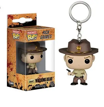 Темно-серый Funko POP ходячий мертвец Дэрил Диксон, Рик Граймс Карманный Брелок фигурка игрушки для детей Рождественский подарок с розничной коробкой - Цвет: Темно-серый