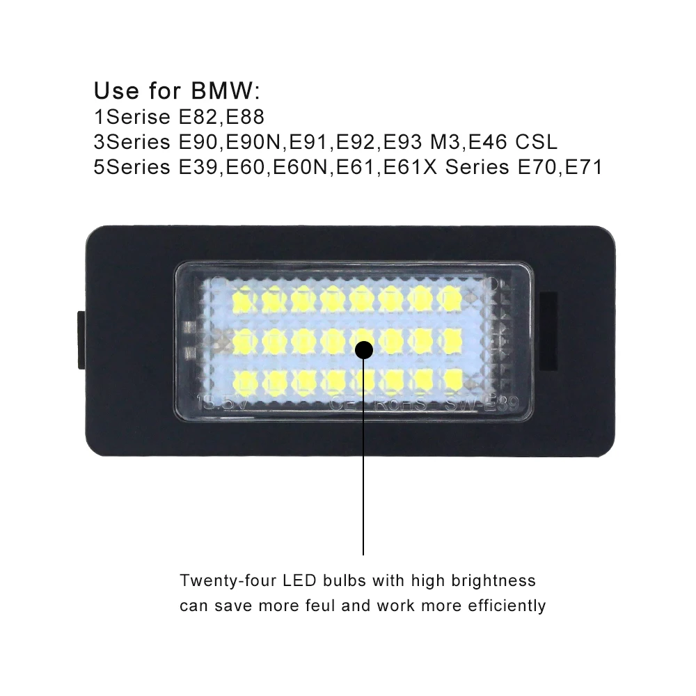DXZ 2X светодиодные лампы для номерного знака 24 SMD белый подходит BMW E82 E90 E92 E93 M3 E39 E60 E70