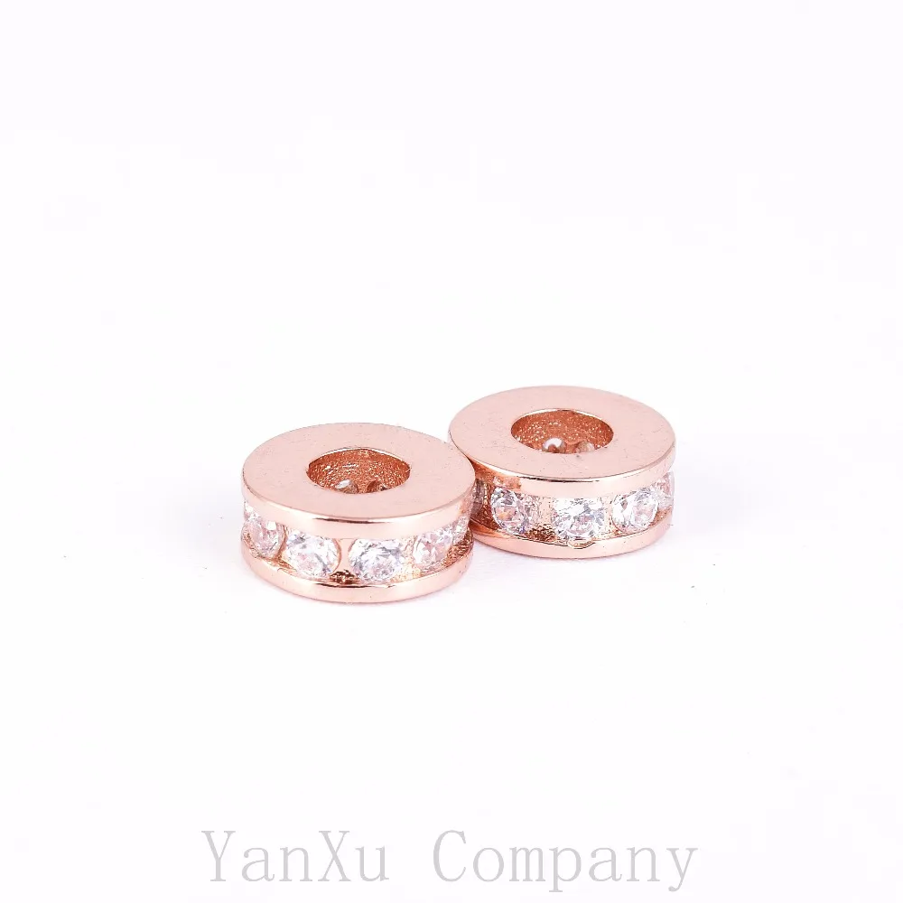 2pc/lot glass big Hole AAA Cubic Zircon European Style Charm pendant Micro Pave Metal Crystal Spacer Bead For Diy Jewelry Making | Украшения