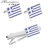 meirenpeizi tie clip wedding groom high quality cuff links french shirt square cylinder men jewelry business clips cufflinks