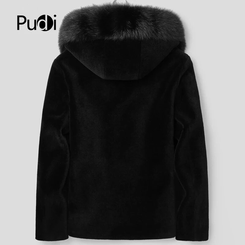 Новинка 2018 мужские модные куртки PUDI MT850 из 100% шерсти с воротником лисьего меха и