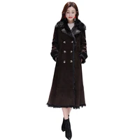 womens jacket warm 2019 new coat parka fur collar x long brown jackets leisure plus size female parkas thicken outerwear winter