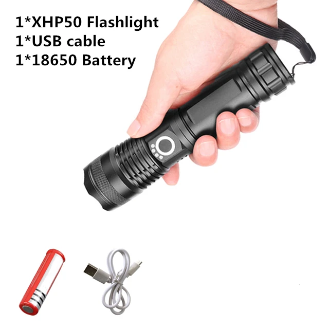 F Супер яркий светодиодный фонарь XHP50, масштабируемый фонарь XM-L T6, светодиодный фонарик с увеличением, водонепроницаемый, мощный, с перезаряжаемой батареей 18650 - Испускаемый цвет: F