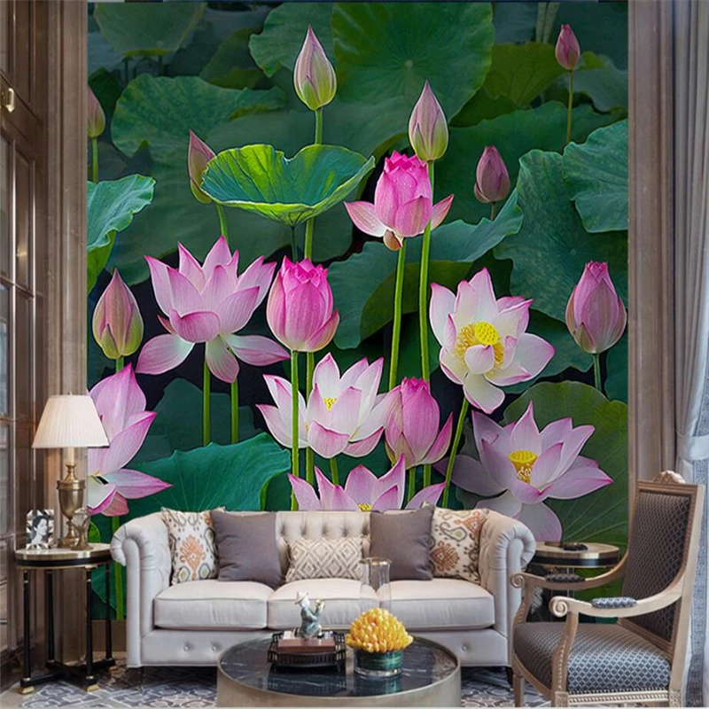 Обои на заказ фотообои наклейка классический Лотос пруд Новый китайский стиль