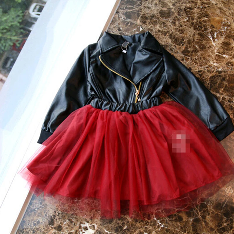 Новинка кожаное платье для принцессы AiLe Rabbit фата красное с блестками детская