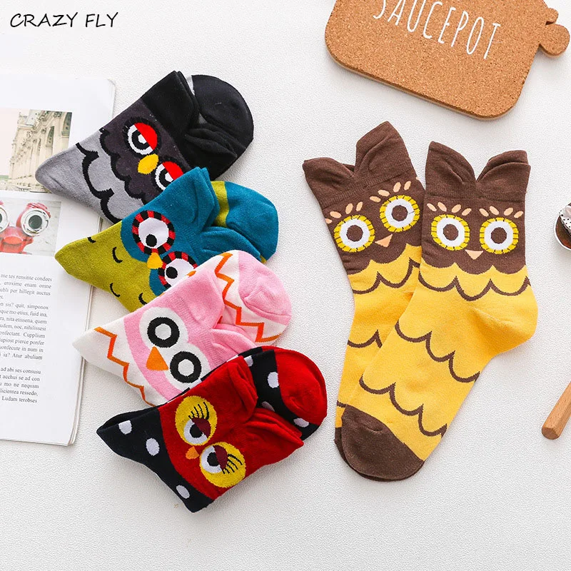Магазин Crazy Fly женские Девочки мультфильм милые 3D Сова хлопковые дышащие Теплые