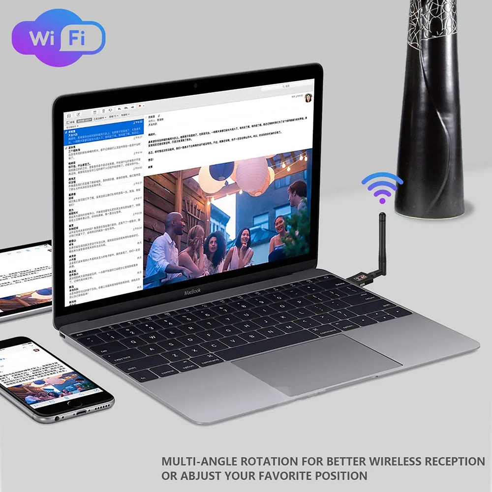 AC 600M более быстрый беспроводной wifi USB адаптер двухдиапазонный беспроводной USB ключ антенна сетевой адаптер для планшета ноутбука Destop PC