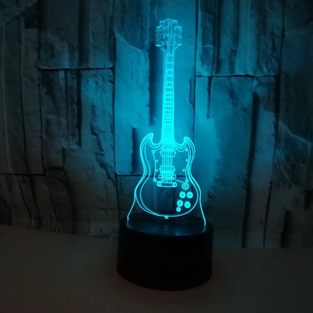 Креативная гитара 3d ночник цветной Usb Led подарок атмосфера искусство светильники