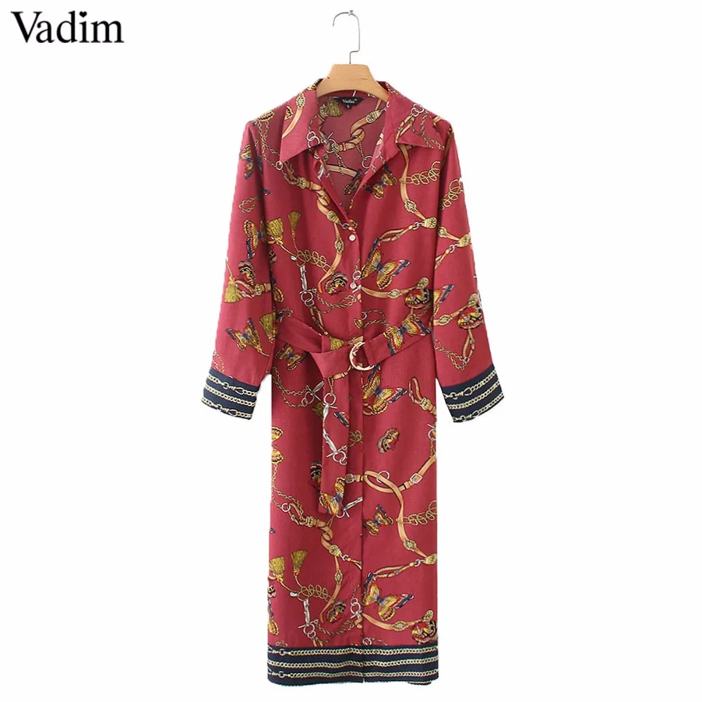 Женское винтажное платье Vadim Повседневное средней длины с цепочкой и