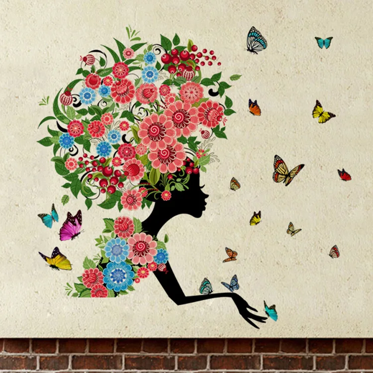 New 3D Flower Fairy Pokemon Girl Kids Rooms Home Decor Wall Stickers Wallpaper Children Adesivo De Parede Poster Mural | Дом и сад