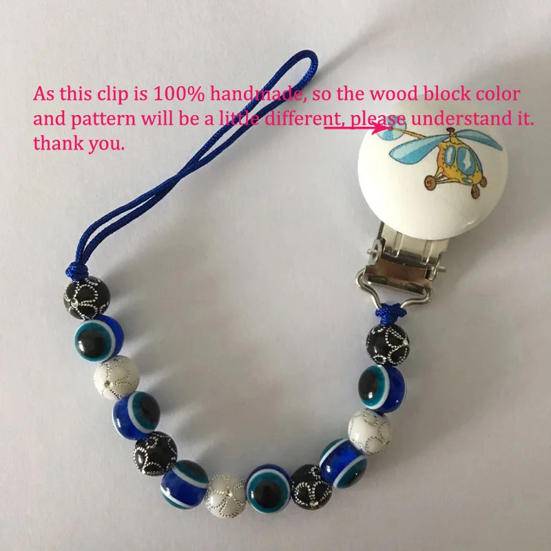 Eye Blue Деревянный Соска с бусами клипы BPA бесплатно акриловые цепи соска клип ребенок соску зажим модный держатель для пустышки прикрепление деревянные зажимы - Цвет: Eye Blue
