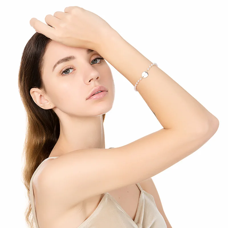 26 Letter White Beads Bracelet& Bangle for Woman Trendy Rose White Gold Color Bracelets Girls Fashion Jewelry KAH046