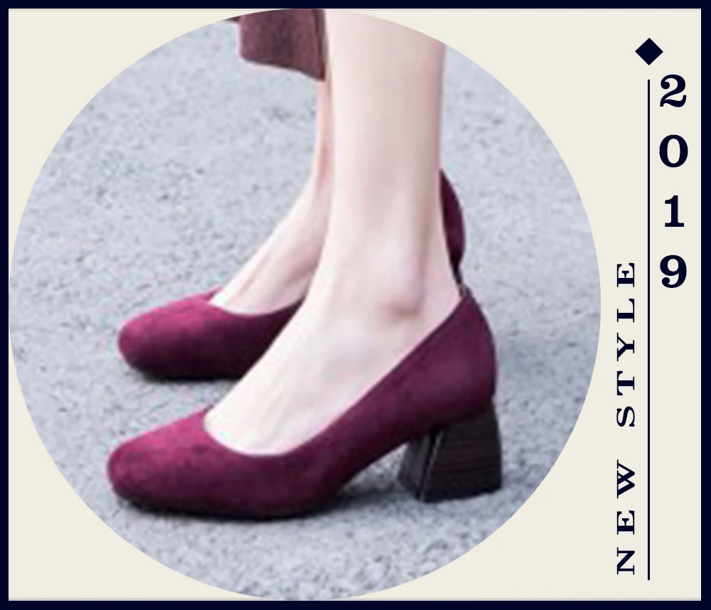 SOPHITINA Shallow Women's Pumps High Quality Kid Suede Med Square Toe Slip-on Shoes Hot Sale Concise Comfortable New Pumps SO108