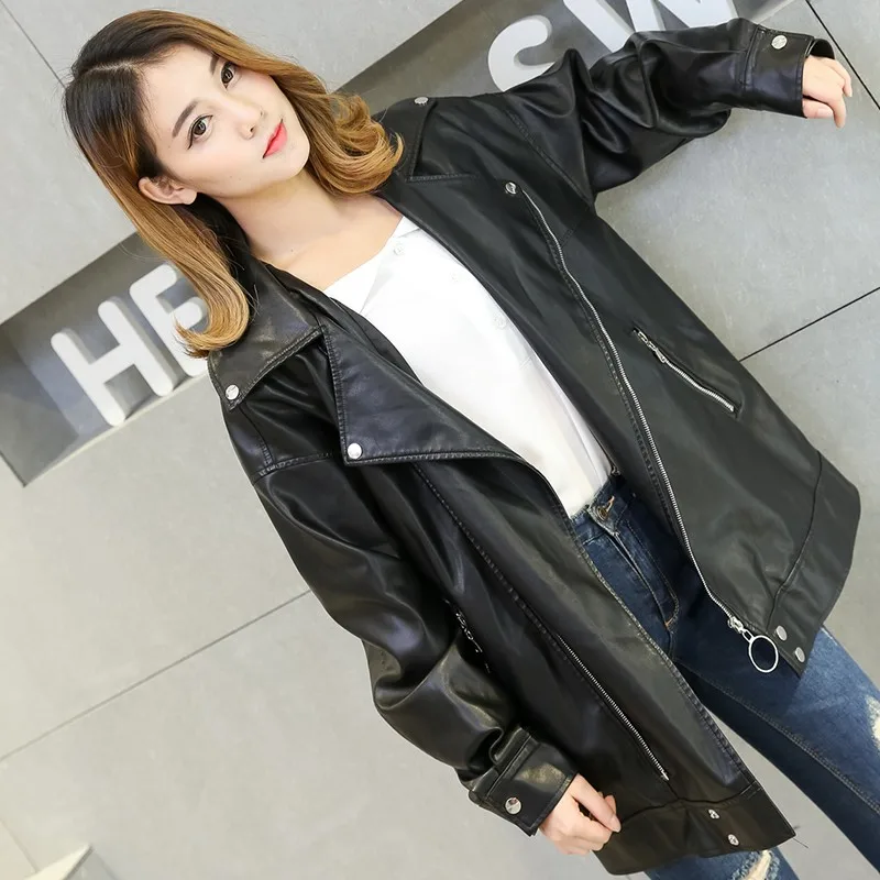 Европейские женские кожаные куртки большого размера бойфренды ретро пальто в