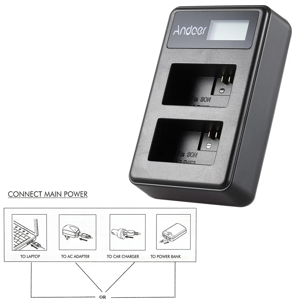 Аккумуляторное зарядное устройство Andoer для зарядки литий ионных аккумуляторов с