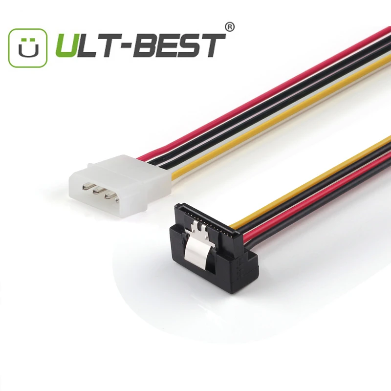 ULT BEST SATA кабель питания IDE Molex 4 pin до 15pin Прямоугольный 90 градусов компьютера HDD SSD 15