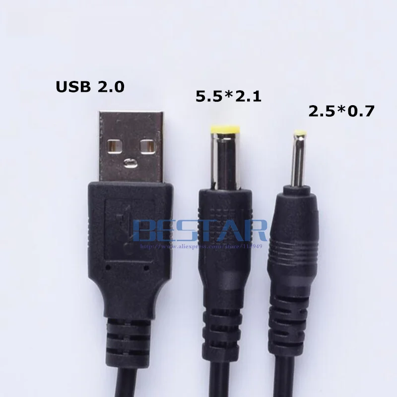 Черный 1 в 2 выхода USB A штекер постоянный ток 5*0 7 5 мм x 0 и DC 5*2 5x2 5/2 мужской баррель Jack