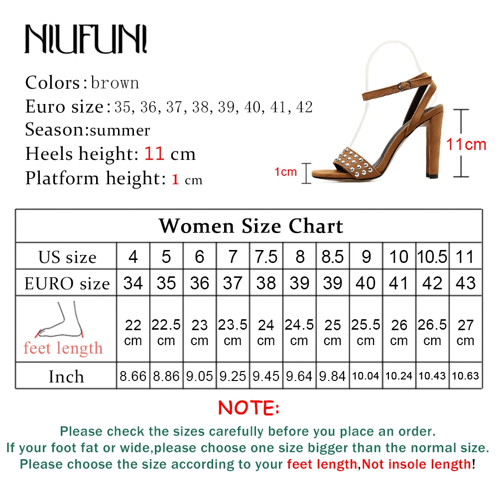 

Plus Size 35-42 Summer Fashion Metal Rivet Sandals Open Toe Buckle Ankle Strap Special High Heels Shoes Women Party Dress Shoes