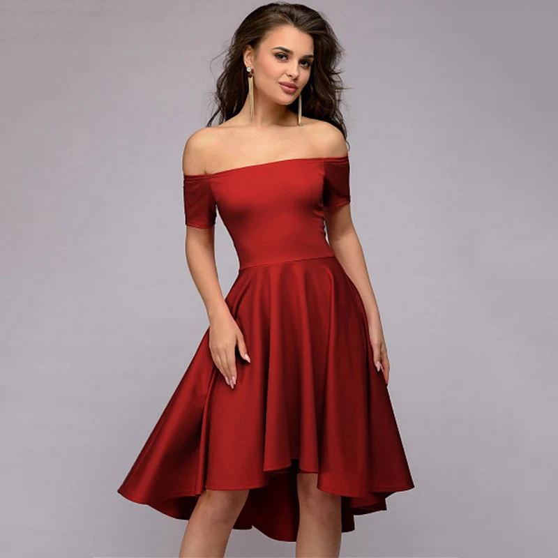 2018 Сексуальная с плеча асимметричный подол летнее платье Для женщин элегантный