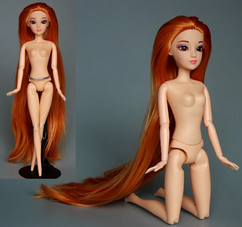 Супер длинные прямые 3D глаза Обнаженная кукла игрушка/12 Φ/29 см высота/Косплей