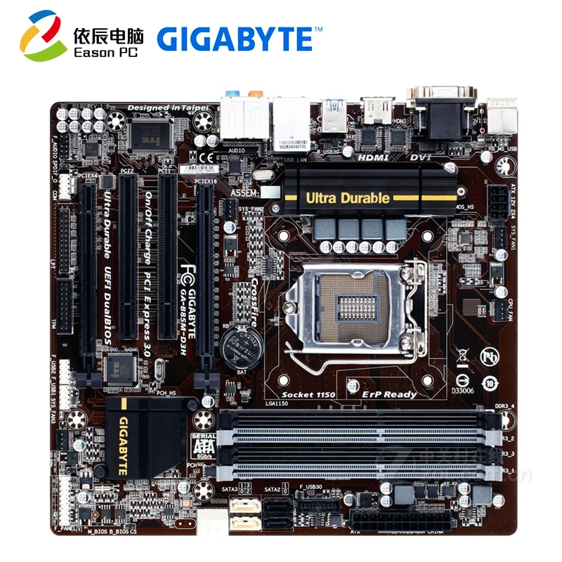 GIGABYTE GA-B85M-D3H рабочего Материнская плата LGA1150 i3 i5 i7 DDR3 USB3.0 микро-atx корпус