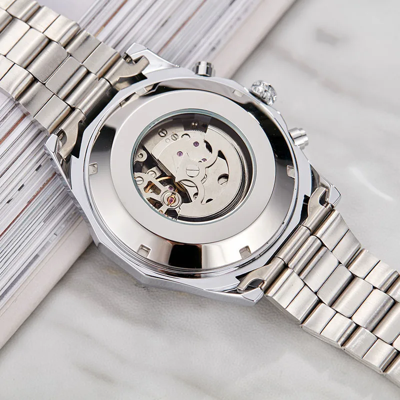 

Luxury Top Automatic Watch Men Luminous Skull Skeleton Self-wind Watch Male Clock Mechanical Steel Band Watch Relogio Masculino