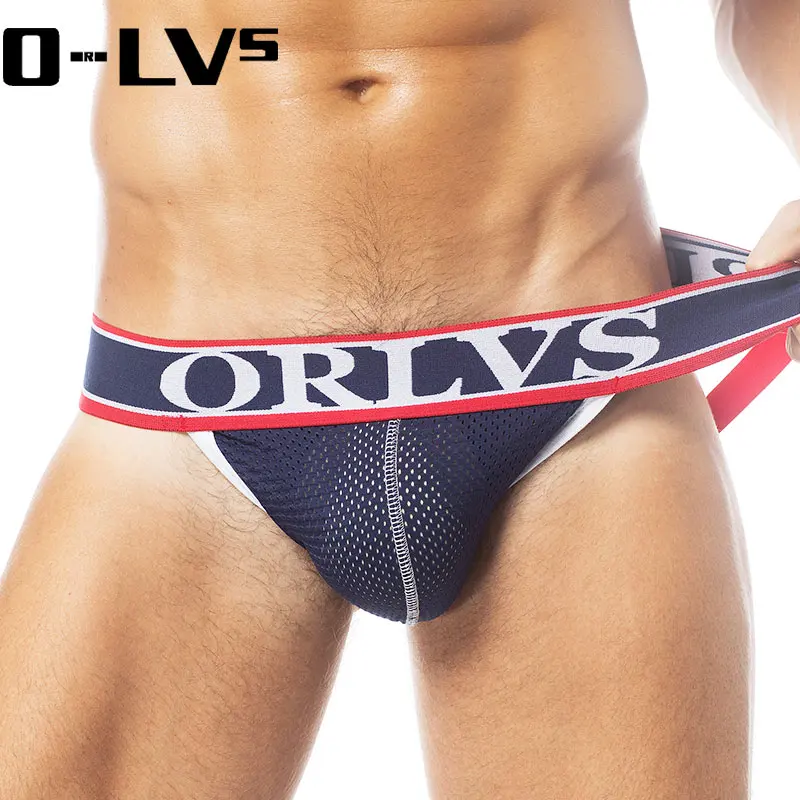 C мужское сексуальное нижнее белье ORLVS jockstrap Сетчатое Cueca мужские трусы стринги и