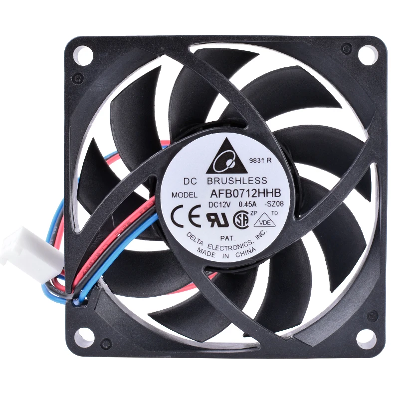 Вентилятор DELTA 70 мм AFB0712HHB 7015 70x70x15 12 В 0 45a 3 контактный двойной шариковый подшипник