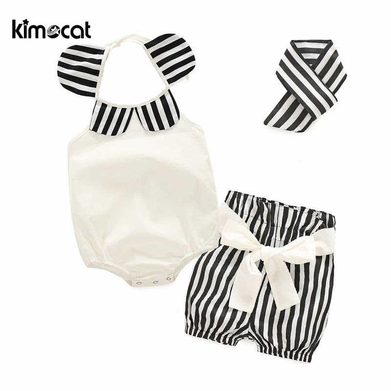 Kimocat летняя одежда для маленьких девочек 3 шт. розовая Милая повязка на голову