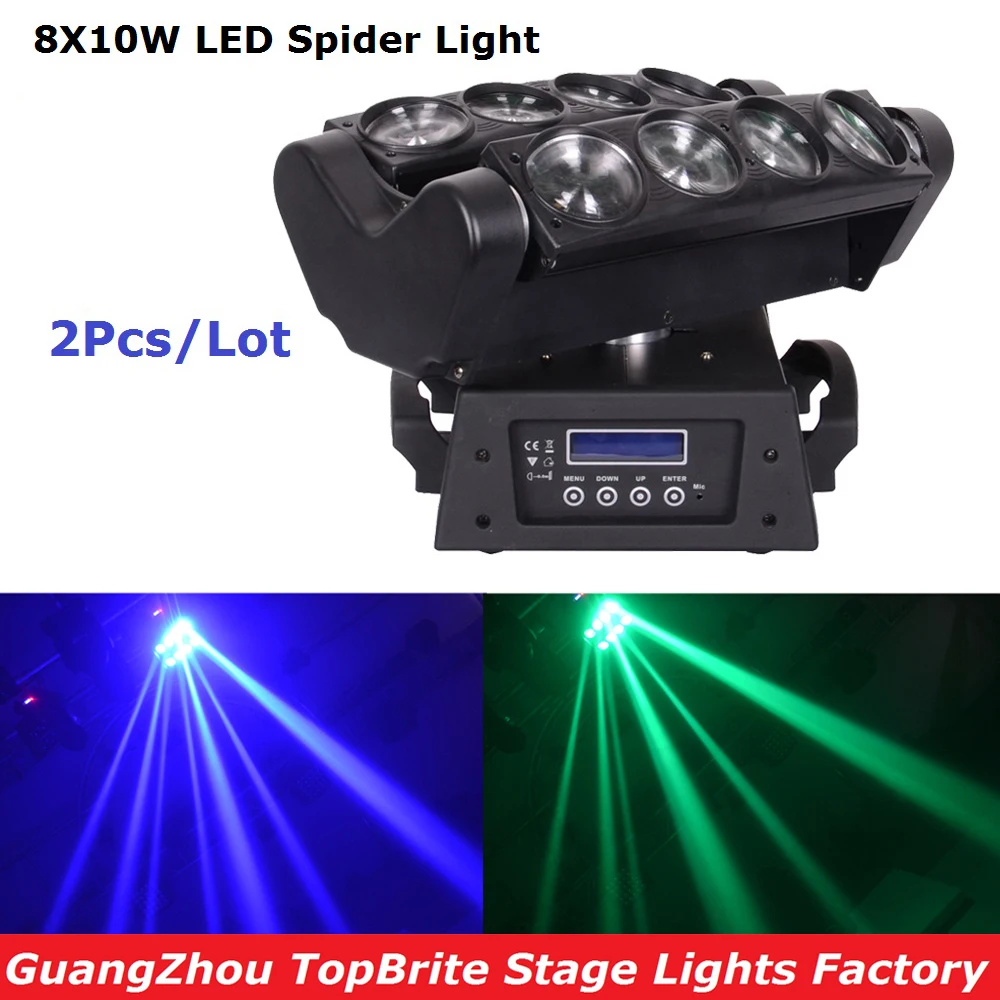 

Недорогая Высококачественная светодиодная Подвижная головка с 2 светодиосветодиодный, 8x10 Вт, RGBW, светодиодный в 1, светодиодная лампа-паук д...