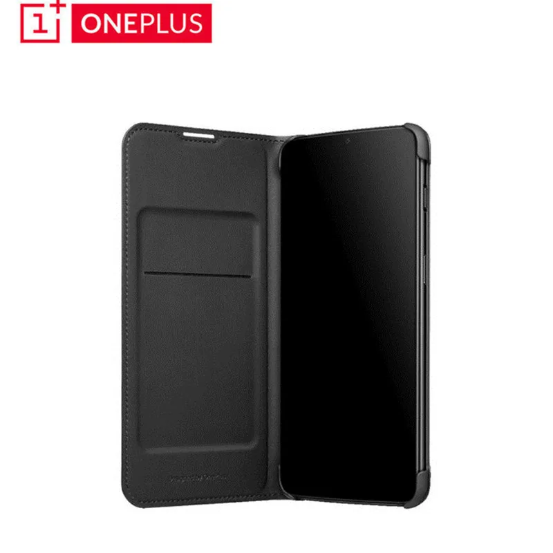 Официальный чехол для Oneplus 6 T, чехол на заказ, силиконовый песчаник, нейлон, карбон, кожаный чехол-бампер с откидной крышкой - Цвет: Flip Smart Cover