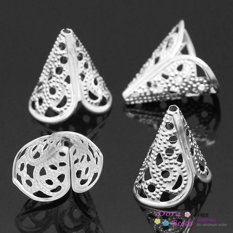 DoreenBeads Бисера Caps Цветочная Посеребренные (Подходит 16 мм Бусины) Hollow х 12 500 Шт.