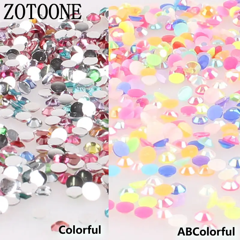 ZOTOONE разные размеры 1000 шт./лот Стразы 3 5 мм красочные кристаллы и AB Камни клейкая