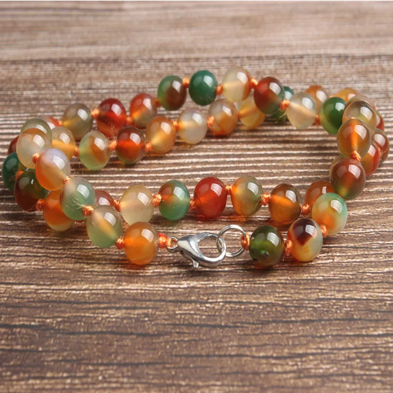 The peacock agate Lan Li 8 мм, модные натуральные ювелирные изделия, застежка-карабин, свободные бусины, сделай сам, женский браслет, ожерелье, серьги-гвоздики, аксессуары - Окраска металла: The peacock agate
