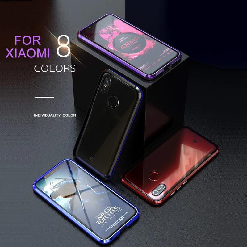 Магнитный адсорбционный металлический чехол для телефона Xiaomi Mi 8 роскошный из