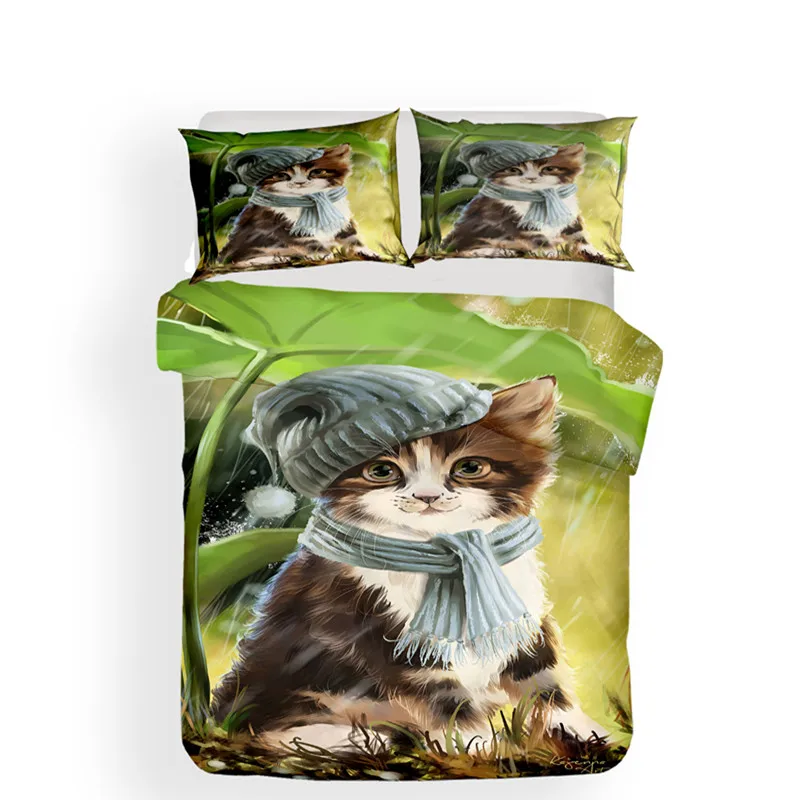 

3D cartoon series lotus leaf cat hot bedding 2/3pcs bedding full size 3d bedding sets bedding set queen size