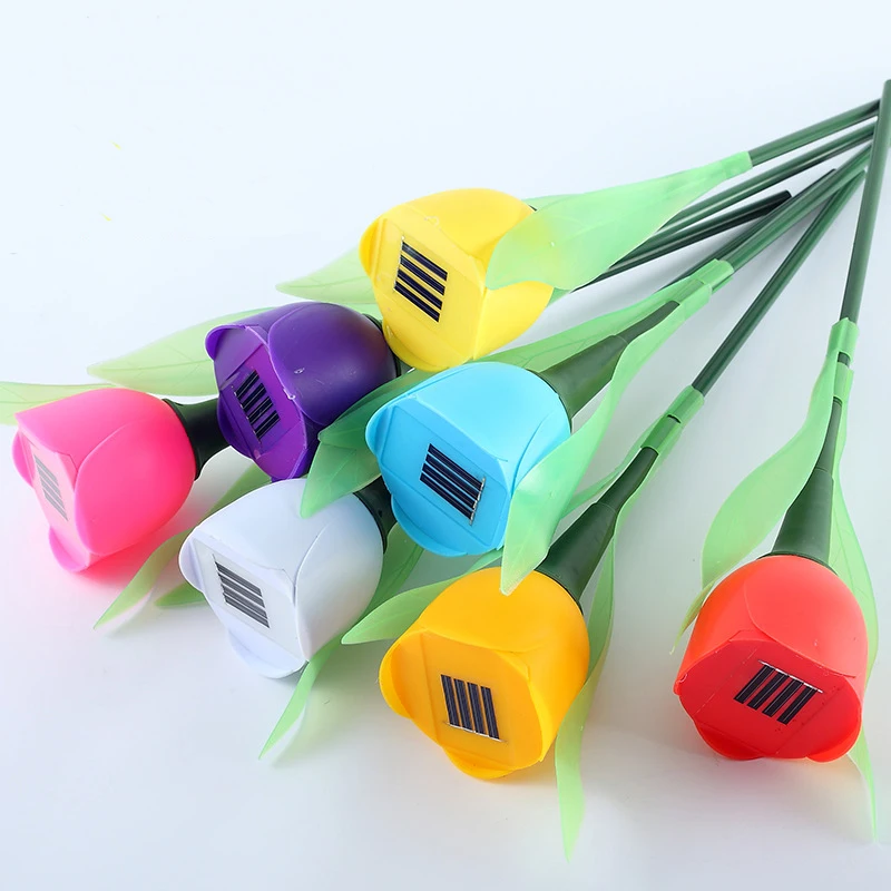 1 шт. тюльпан пластик Солнечная энергия светящийся цветок неэлектрический свет