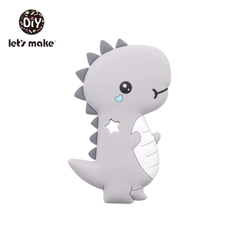 Dinosaur gray Детская Соска-пустышка с динозавром из мультфильма, прорезыватель-пустышка с цепочкой, BPA Free, силиконовый держатель для пустышки, соски для кормления, клипсы, Let's Make - Цвет: Dinosaur gray