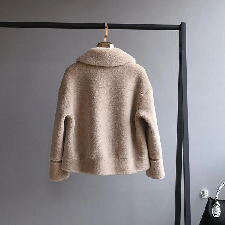 OFTBUY, зимняя женская куртка, пальто из натурального меха, Натуральная шерсть, меховая верхняя одежда, уличная одежда с карманом, повседневная, новая мода, толстая, теплая, на пуговицах