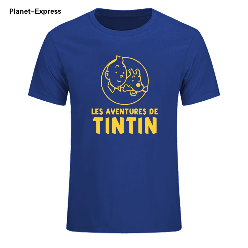 

Summer Cartoon Tintin adventure classic animation T shirts Cotton Casual Man Tees Fashion Short Sleeve T-shirt Plus Size XS-XXXL