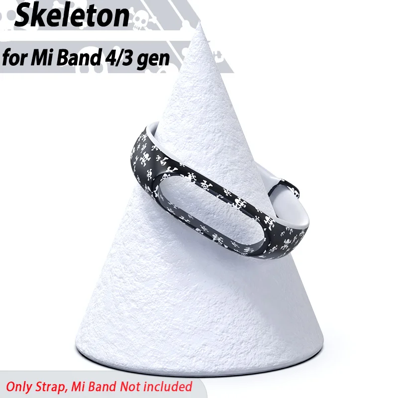 skeletons Type Силиконовый браслет для Xiaomi Mi, 4 ремешка, 3 браслета, мягкий силиконовый Камуфляжный браслет, ремешок для Xiaomi Mi, бандаж 4, 3 - Цвет: skeletons Type