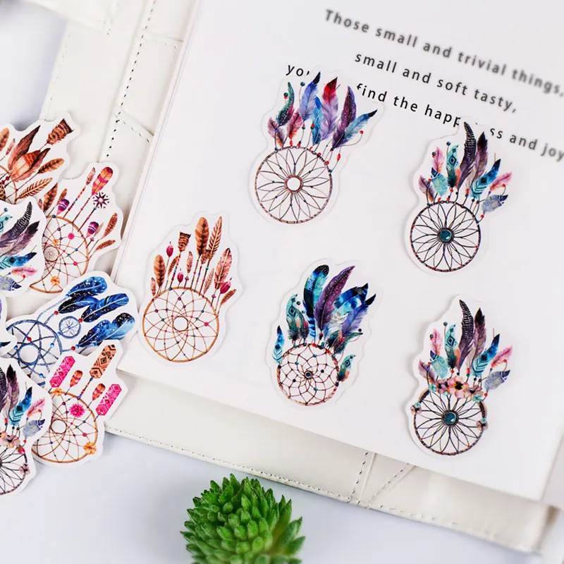 16 Pcs/Pack Cute Feathers Scrapbooking Stickers DIY Craft Decoracion Journal Photo Albums Decoration Sticker | Канцтовары для офиса