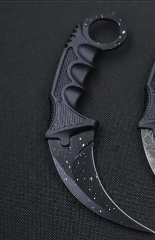 Реального CS Go Karambit Ножи Counter Strike Кемпинг Пеший Туризм выживания Ножи оболочка армейские коготь Ножи 6 цветов Прямая - Цвет: Black and white dots