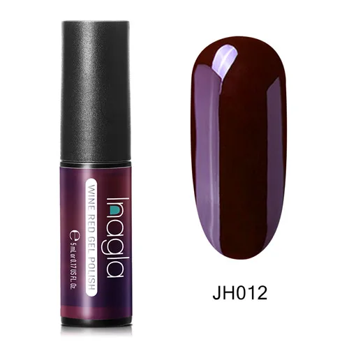 JH012 Inagla, цвет красного вина, Гель-лак для ногтей, 36 цветов, замачиваемый, УФ светодиодный Гель-лак, покрытие, цветной лак, долговечный гель, 5 мл, соска, эмалевый гель - Цвет: JH012